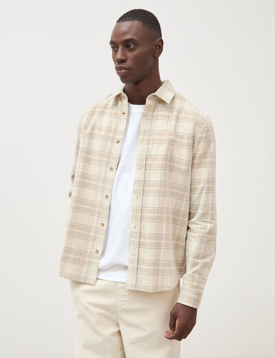 Chemise col classique manches longues sable homme