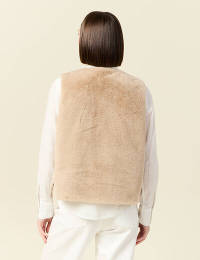 Gilet sans manches doublé beige femme