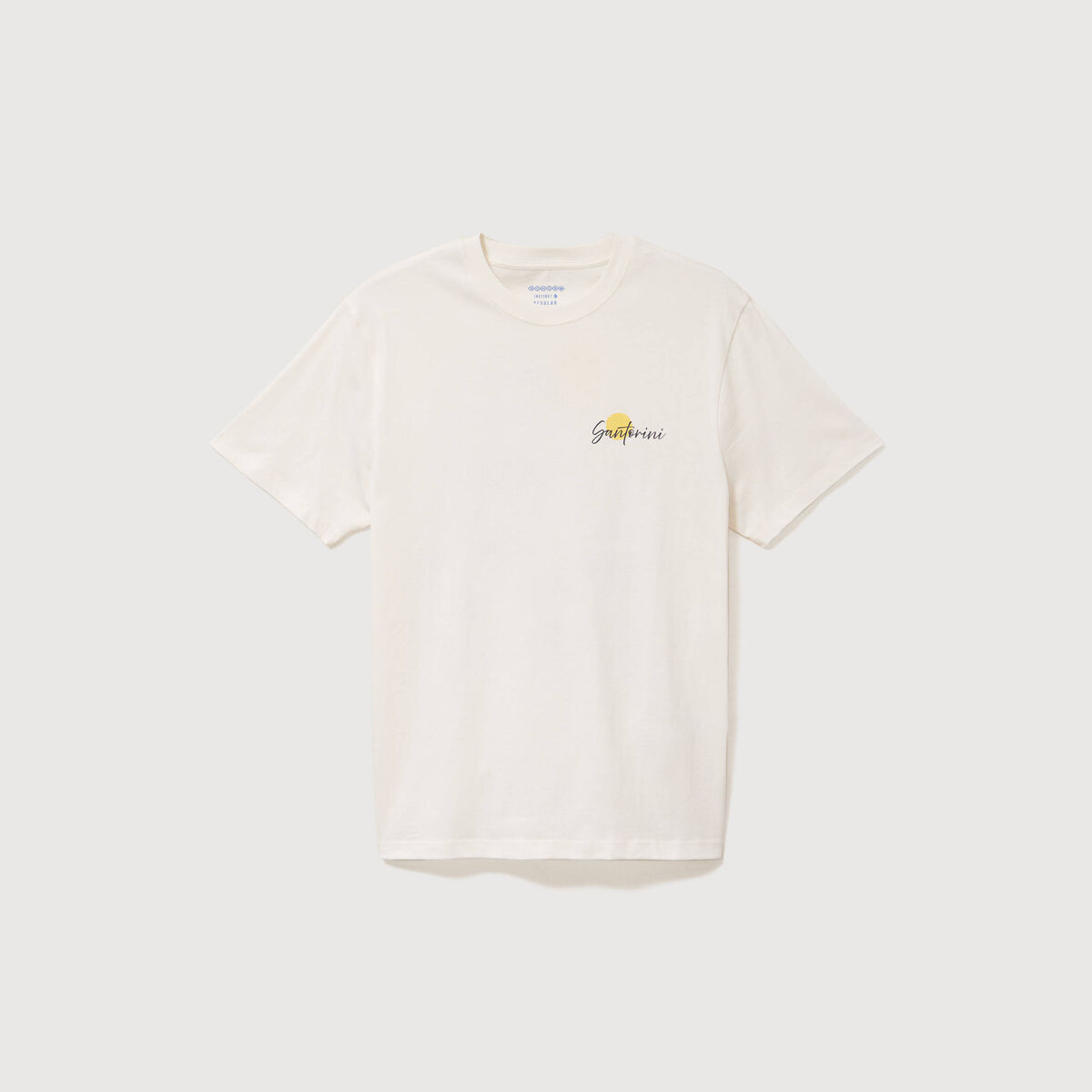 T-shirt droit en coton col rond ecru homme