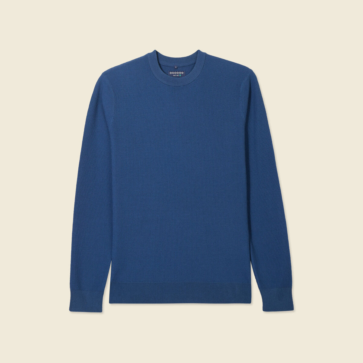 Pull fin col rond manches longues bleu fonc&eacute; homme