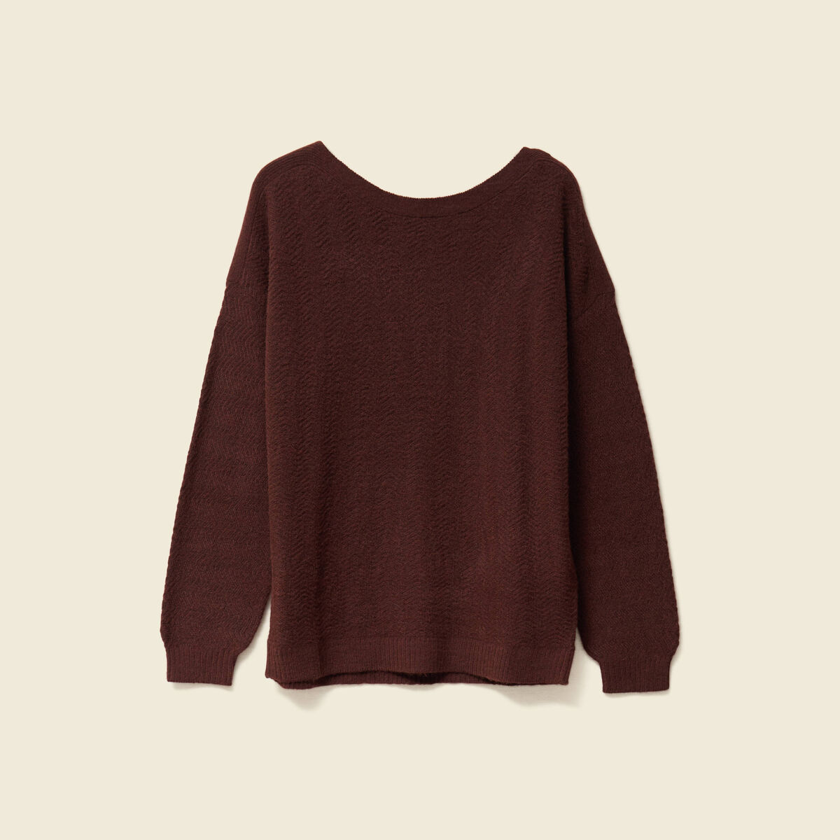 Pull manches longues marron femme