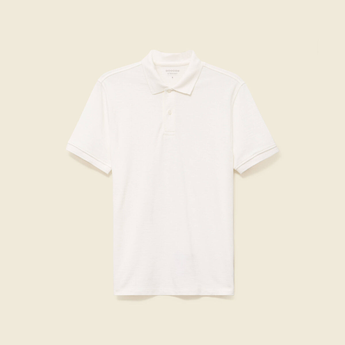 Polo cintr&eacute; manches courtes en coton ecru homme