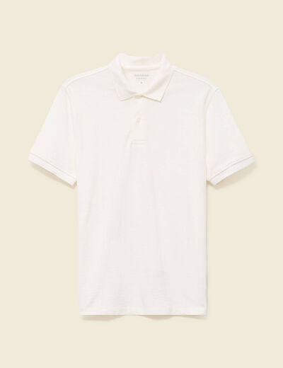 Polo cintré manches courtes en coton ecru homme