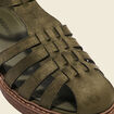 Sandales plates métallisées vert kaki femme