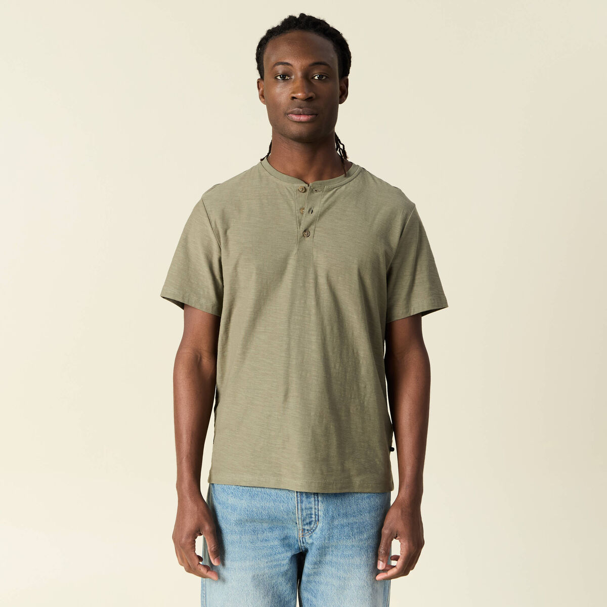 T-shirt manches courtes vert kaki homme