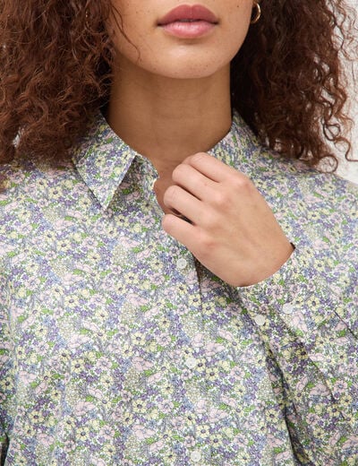 Chemise col am&eacute;ricain manches longues jaune pastel femme