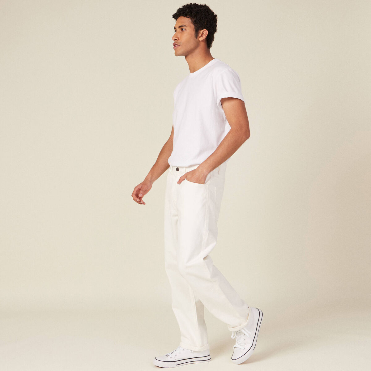 Jeans relaxed 5 poches denim blanc homme