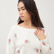 Pull col bateau manches longues ecru femme