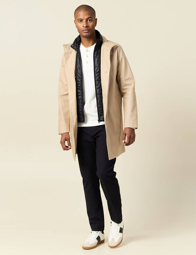 Trench mi-long col montant gris homme