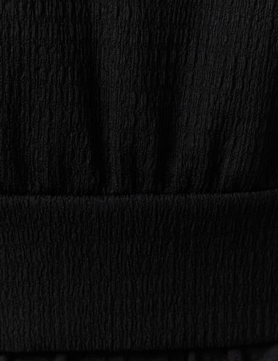 Blouse cropped manches courtes noir femme