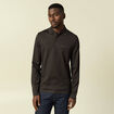 Polo cintr&eacute; manches longues marron fonc&eacute; homme