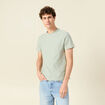 T-shirt ray&eacute; droit manches courtes vert olive homme