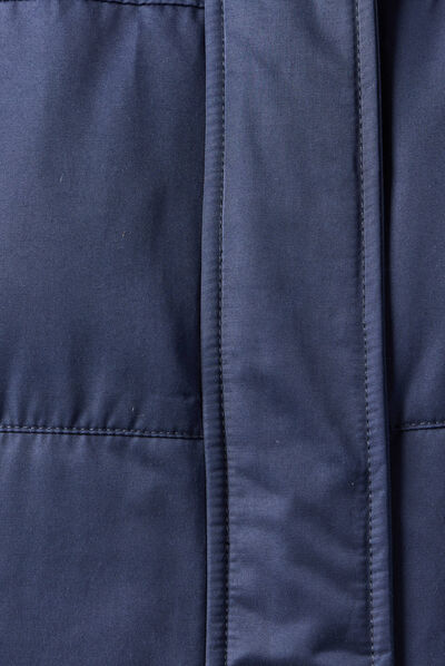 Parka droite à capuche bleu marine femme