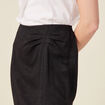 Jupe midi droite fendue satin noir femme