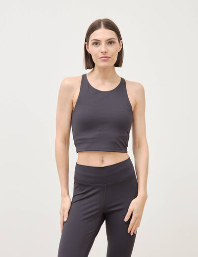 Brassi&egrave;re ajust&eacute;e cropped gris fonc&eacute; femme