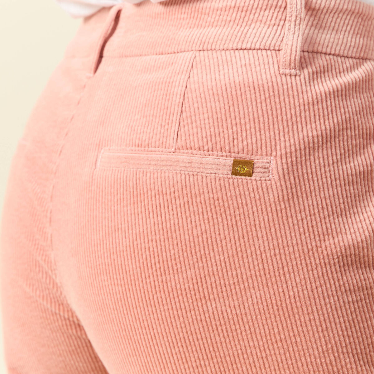 Pantalon chino velours côtelé rouge clair femme