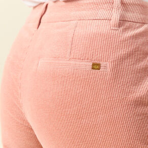 Pantalon chino velours côtelé rouge clair femme