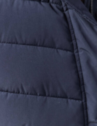 Doudoune à capuche fourrure bleu foncé femme