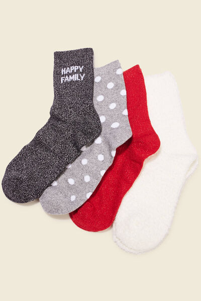 Lot 4 paires de chaussettes multicolore femme