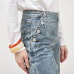 Pantalon large &agrave; pont taille haute denim used femme