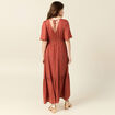 Robe longue évasée fluide orange foncé femme