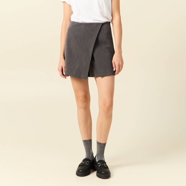 Jupe-short taille haute gris femme