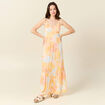 Robe longue évasée à bretelles orange clair femme