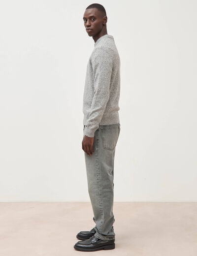 Pull droit tweed manches longues gris homme