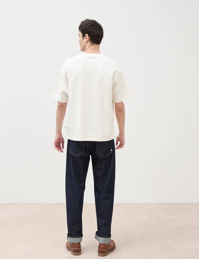 T-shirt ample col rond manches courtes ecru homme
