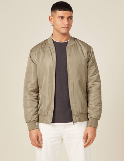 Bomber court manches longues doubl&eacute; taupe homme