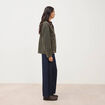 Parka oversize courte col classique vert kaki femme