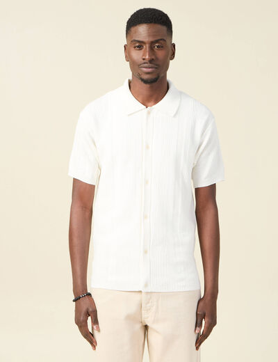 Chemise manches courtes tricot ecru homme
