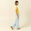 T-shirt manches courtes côtelé jaune femme