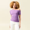T-shirt asym&eacute;trique manches courtes violet femme