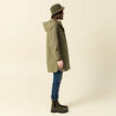 Parka longue &agrave; capuche vert kaki femme