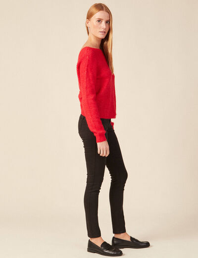 Pull manches longues rose framboise femme