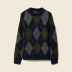 Pull col rond manches longues bleu marine homme