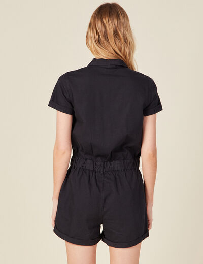 Combishort boutonnée noir femme