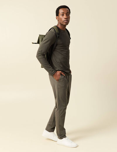 Pantalon chino stretch vert fonc&eacute; homme