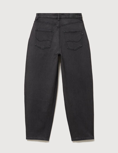 Jeans barrel taille haute 7/8&egrave;me denim gris femme