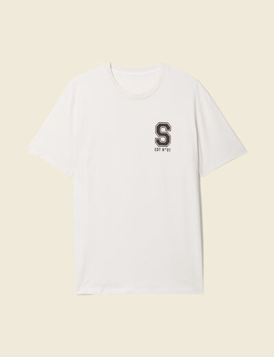T-shirt manches courtes ecru homme