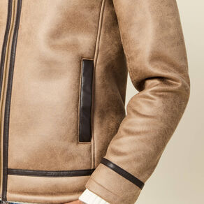 Blouson suédine zippé marron foncé homme