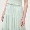 Jupe longue &eacute;vas&eacute;e en coton doubl&eacute;e vert pastel femme