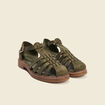 Sandales plates métallisées vert kaki femme