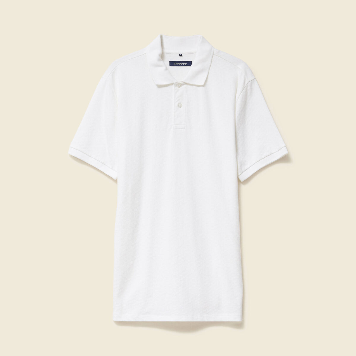 Polo cintr&eacute; en coton manches courtes blanc homme