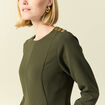 Robe fluide manches longues col rond vert kaki femme