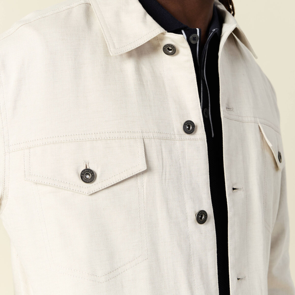 Veste boutonn&eacute;e sable homme