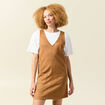 Robe manches tr&egrave;s courtes marron femme