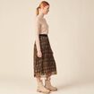 Jupe longue évasée plissée camel femme