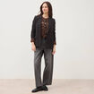 Gilet manches longues col rond marron fonc&eacute; femme